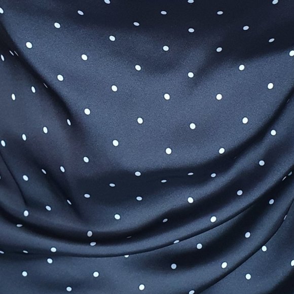 Cowl Neck  Slip Dress Satin Draped Slit Midi size 8 polka dot black white midi - Picture 4 of 4